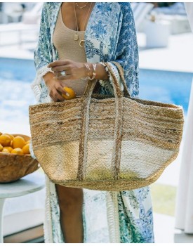 Dipped In Gold Braided Jute Tote Bag