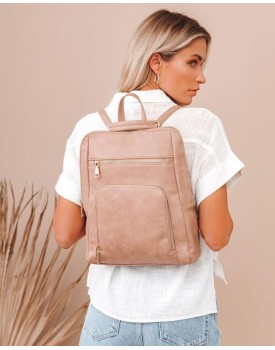 Gramercy Faux Leather Backpack - Almond