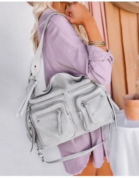 With The Band Faux Leather Crossbody Bag - Grey