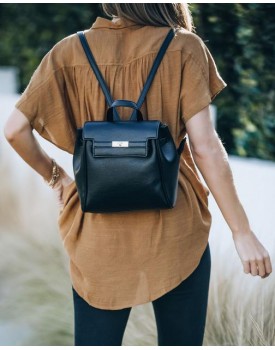 Lainey Faux Leather Backpack - Black